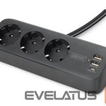 Выключатели и розетки Digitus  3-way office socket strip with 2x USB-A and 1x USB-C connections | DA-70625 