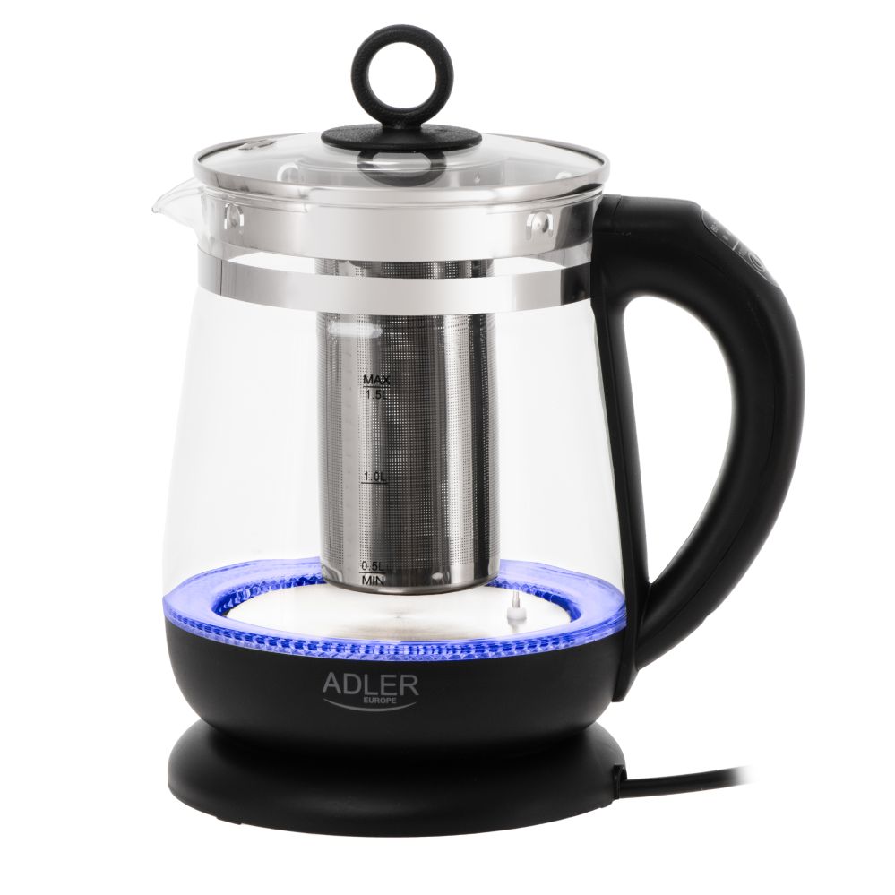 Veekeetja Adler Kettle | AD 1299 | Electric | 2200 W | 1.5 L | Glass | 360° rotational base | Black