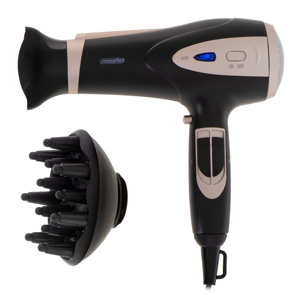 Tervishoid Mesko Hair Dryer | MS 2287 | 2200 W | Number of temperature settings 3 | Diffuser nozzle | Black/Champagne