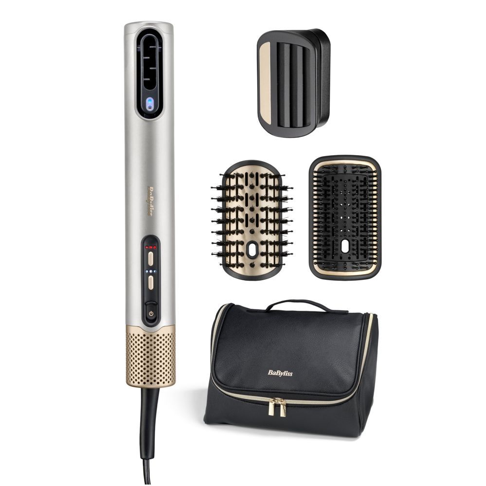 Фен-щётка Babyliss | Hair styling comb | Air Wand AS6555E | Ion conditioning | Number of heating levels 4 | 1600 W | Chrome