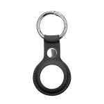 Nutika sildi tarvik iLike  AirTag PU Leather Key Ring Keychain Case Black
