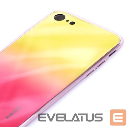 Tagakaaned Evelatus - iPhone 7/8/SE2020/SE2022 Water Ripple Full Color Electroplating Tempered Glass Gradient Yellow-Pink