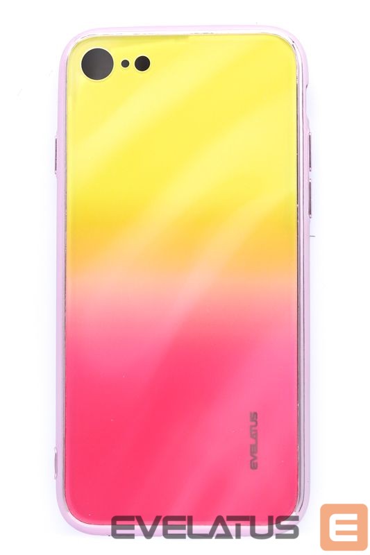 Tagakaaned Evelatus - iPhone 7/8/SE2020/SE2022 Water Ripple Full Color Electroplating Tempered Glass Gradient Yellow-Pink