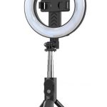 Selfie stick iLike Universal SELFIE HANDLE TRIPOD AND RING LIGHT BLUETOOTH Black