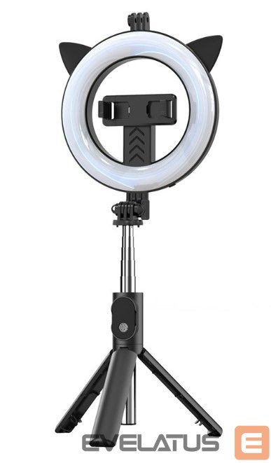 Selfie stick iLike Universal SELFIE HANDLE TRIPOD AND RING LIGHT BLUETOOTH Black