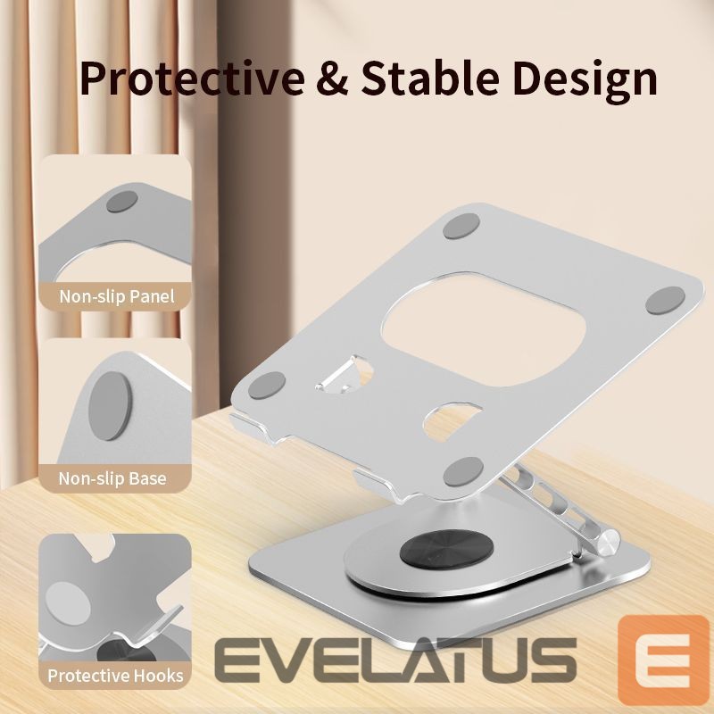 Hoidjad ja alused iLike STM5 Pro Metal Notebook / Tablet PC Holder Stand with Adjustable Perfect Angle & 360 Rotation Black Silver