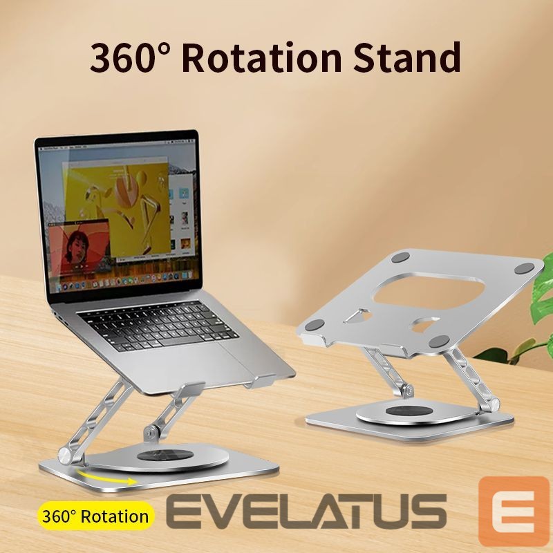 Hoidjad ja alused iLike STM5 Pro Metal Notebook / Tablet PC Holder Stand with Adjustable Perfect Angle & 360 Rotation Black Silver