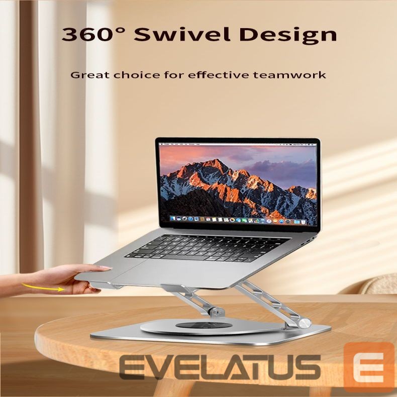 Hoidjad ja alused iLike STM5 Pro Metal Notebook / Tablet PC Holder Stand with Adjustable Perfect Angle & 360 Rotation Black Silver