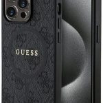 Back panel cover Guess Apple iPhone 15 Pro 4G Collection Leather Metal Logo MagSafe Black