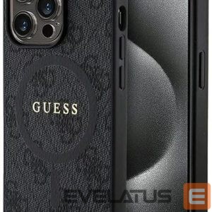 Back panel cover Guess Apple iPhone 15 Pro 4G Collection Leather Metal Logo MagSafe Black