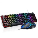 Kompiuterio klaviatūra iLike  PC Gaming Keyboard (EN) mechanical feel keys + Gaming Mouse set with LED Black