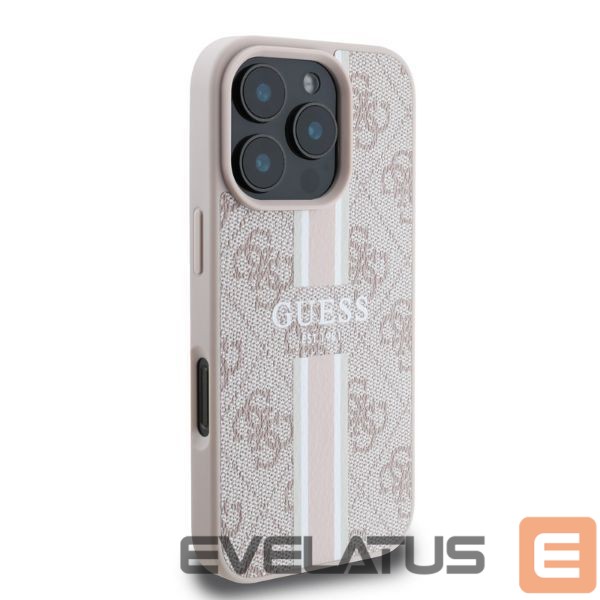 Back panel cover Guess Guess 4G Printed Stripes MagSafe iPhone 16 Pro Case - Pink