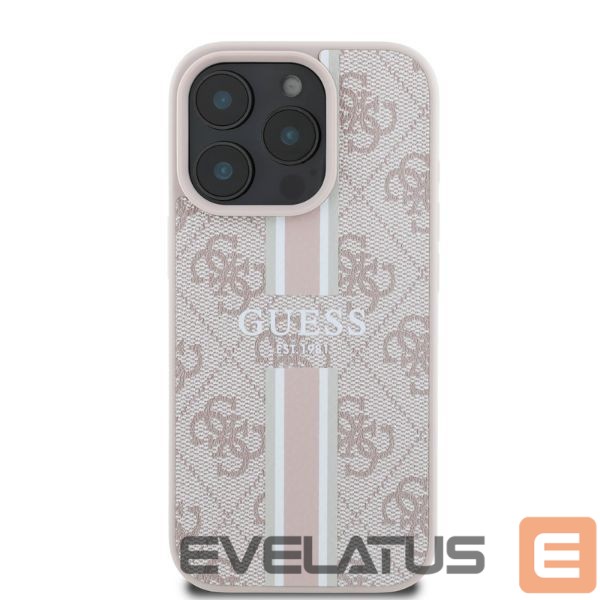 Back panel cover Guess Guess 4G Printed Stripes MagSafe iPhone 16 Pro Case - Pink