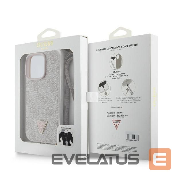 Other Phone Accessory Guess Guess Leather Metal Logo Strass Crossbody Case for iPhone 16 Pro - Pink