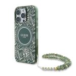 Muu telefoni lisavarustus Guess  Guess IML Flowers Allover Electro With Pearl Strap MagSafe case for iPhone 16 Pro - green 