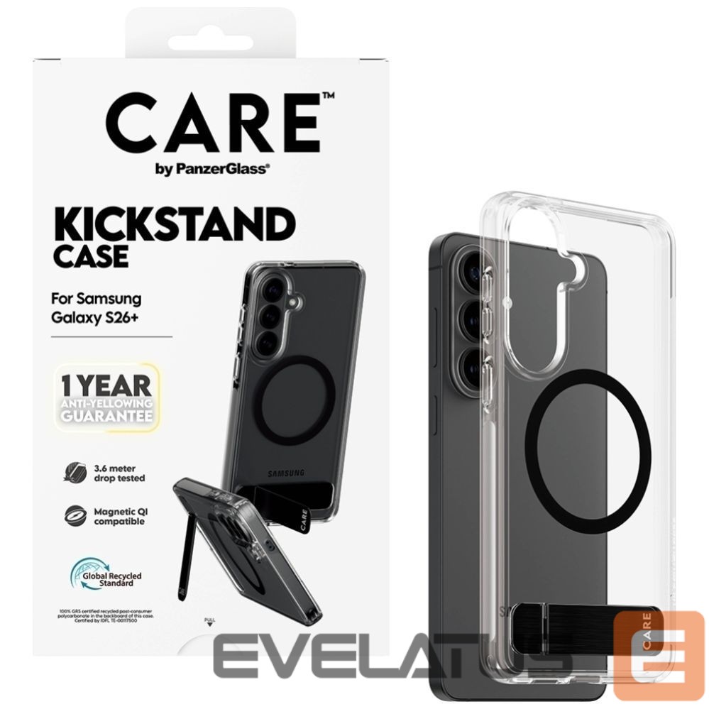 Muud kaubad Panzer Glass CARE by PanzerGlass Black Kickstand & QI Case for Samsung Galaxy S26+ - Transparent