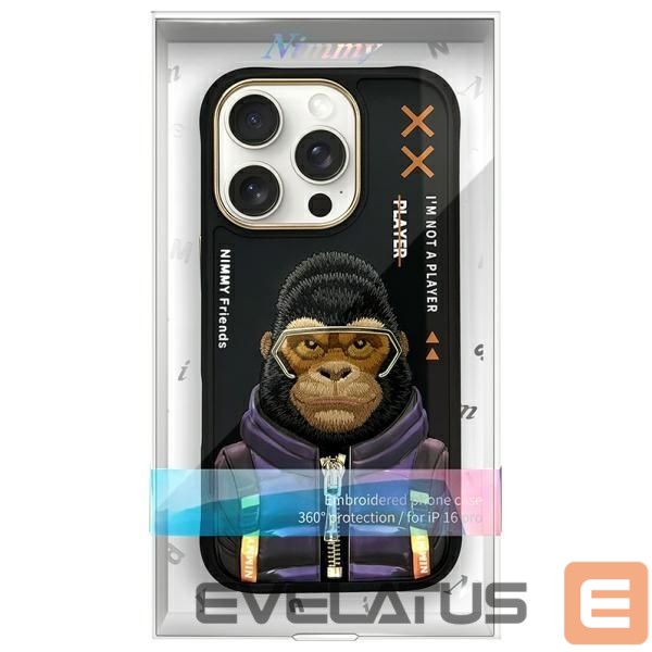 Muud kaubad Nimmy Nimmy Cool&Cute 2.0 Monkey Case for iPhone 16 Pro Max - Black