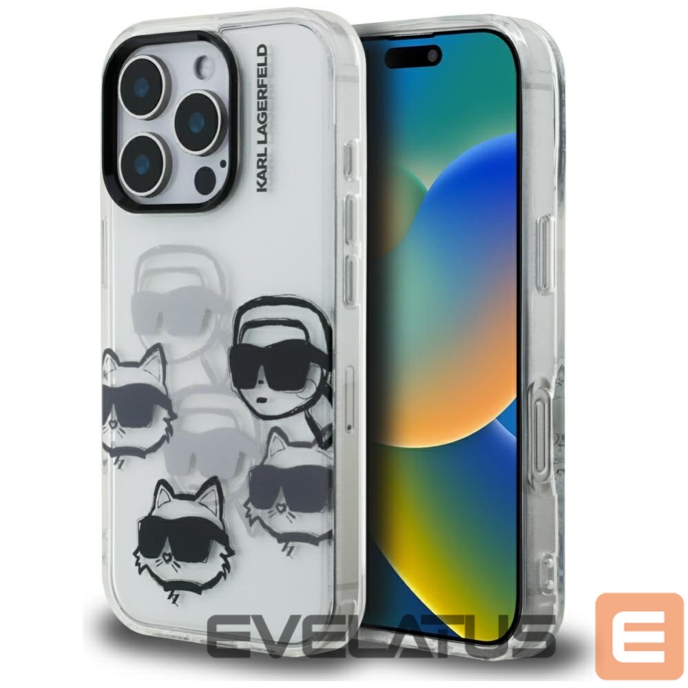 Muud kaubad Karl Lagerfeld Karl Lagerfeld IML Multi K&C Head Pattern Case for iPhone 16 Pro - Clear