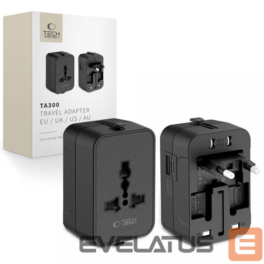 Muud kaubad Tech-Protect Tech-Protect TA300 Travel Adapter EU / UK / AU - Black