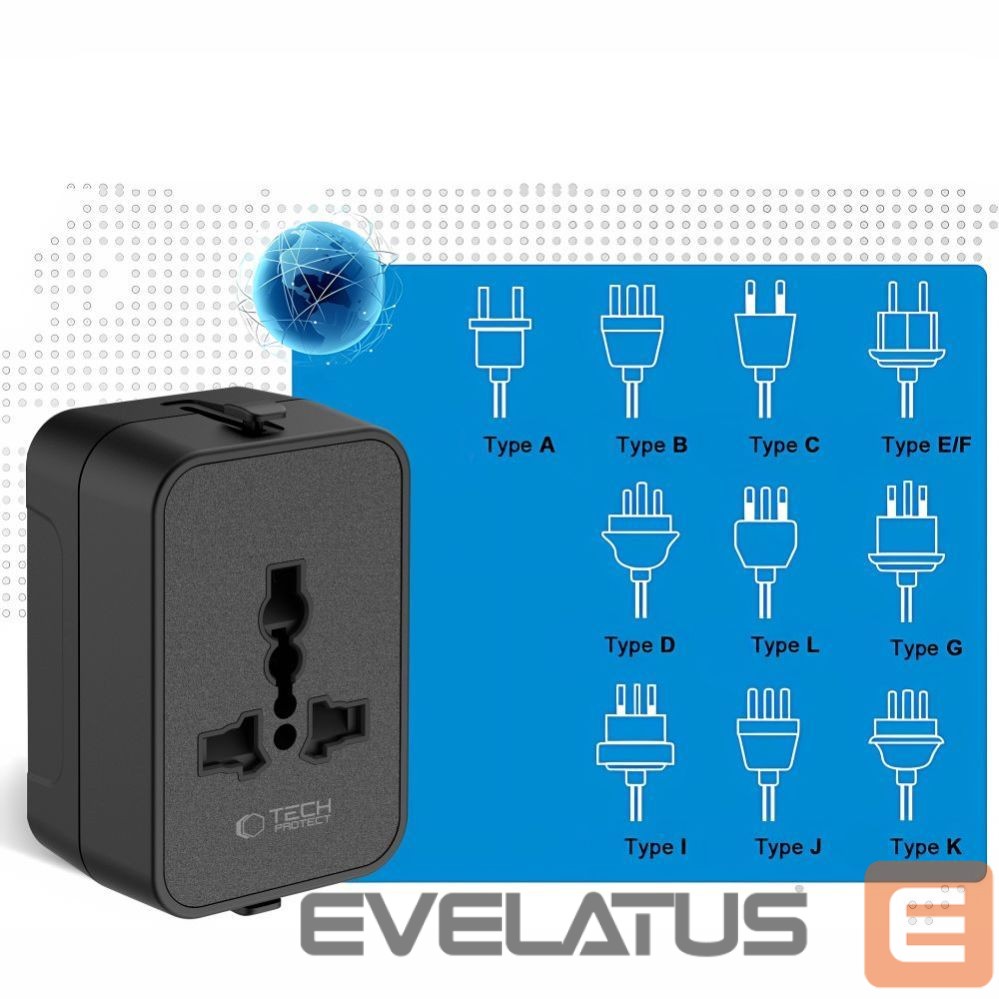 Muud kaubad Tech-Protect Tech-Protect TA300 Travel Adapter EU / UK / AU - Black