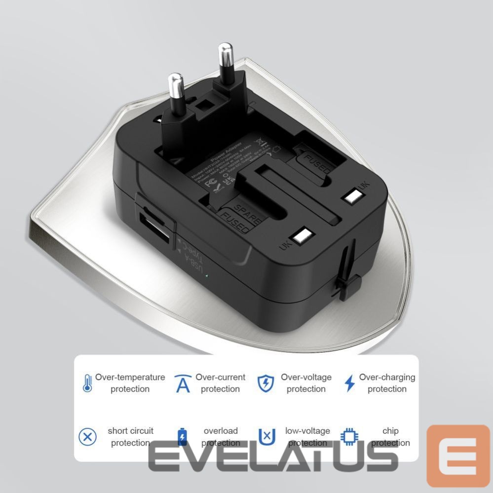 Muud kaubad Tech-Protect Tech-Protect TA300 Travel Adapter EU / UK / AU - Black