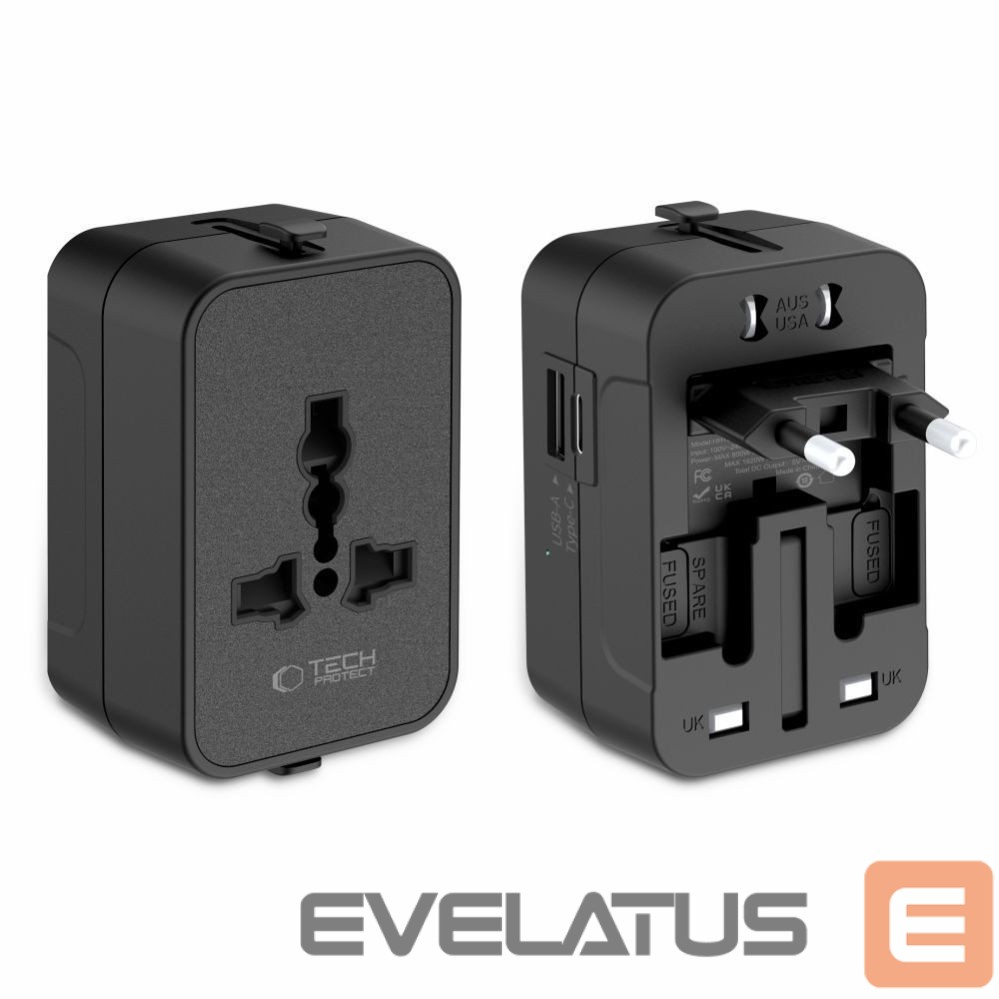 Muud kaubad Tech-Protect Tech-Protect TA300 Travel Adapter EU / UK / AU - Black