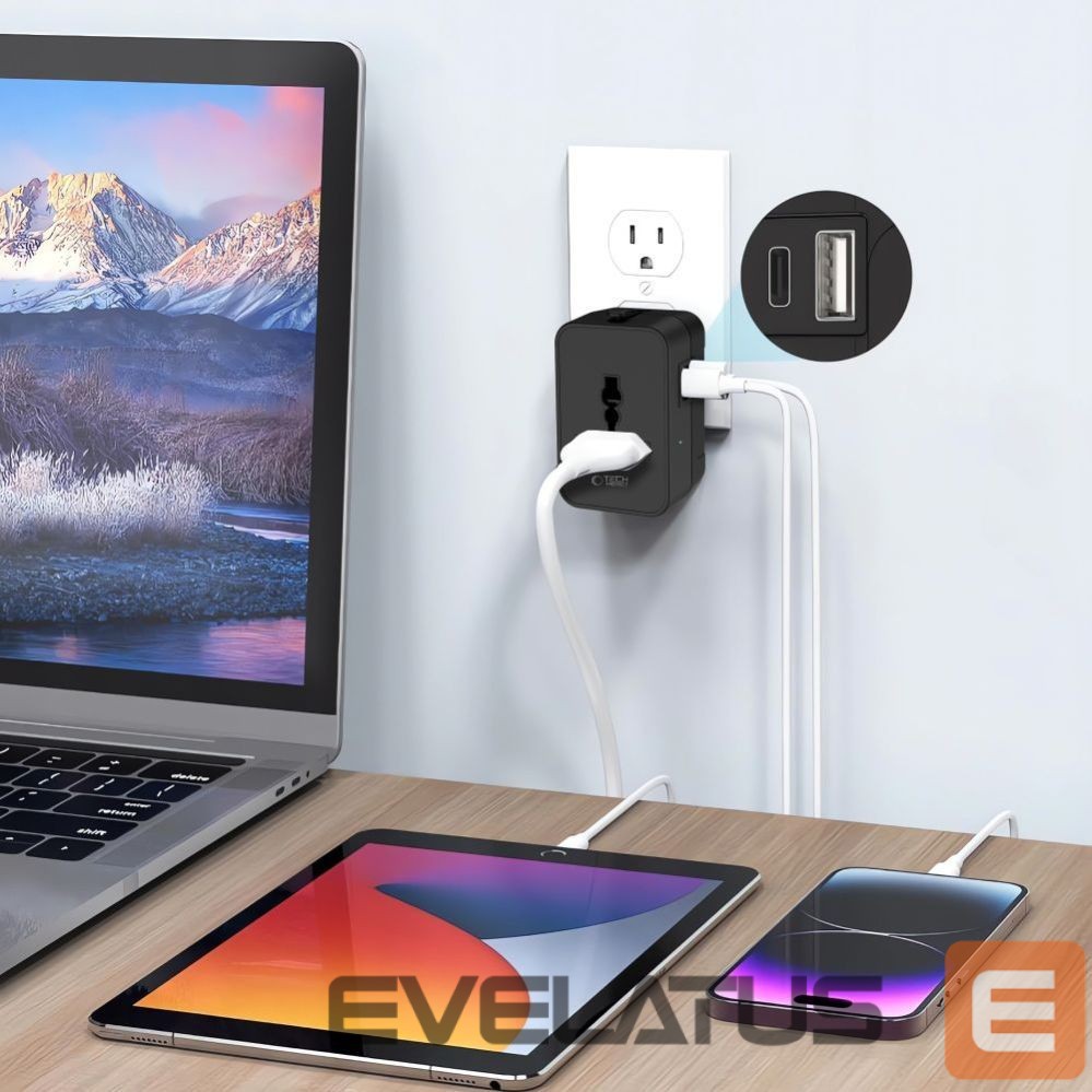 Muud kaubad Tech-Protect Tech-Protect TA300 Travel Adapter EU / UK / AU - Black