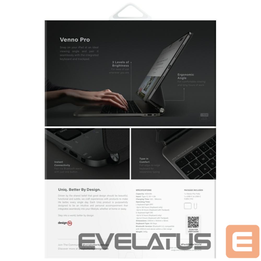 Other goods UNIQ Uniq Venno Pro Magnetic Smart Case with Keyboard for iPad 11" A16 (2025) / iPad 10.9" (2022) - Black