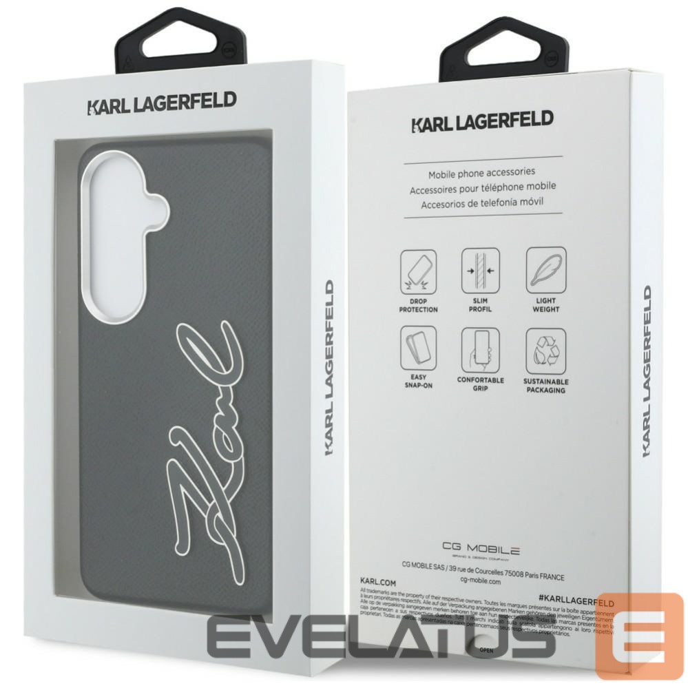 Other goods Karl Lagerfeld Karl Lagerfeld Grained Signature Metal Resin Logo Case for Samsung Galaxy S26 - Black