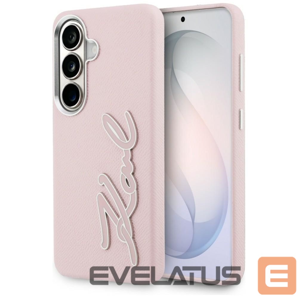 Other goods Karl Lagerfeld Karl Lagerfeld Grained Signature Metal Resin Logo Case for Samsung Galaxy S26 - Pink