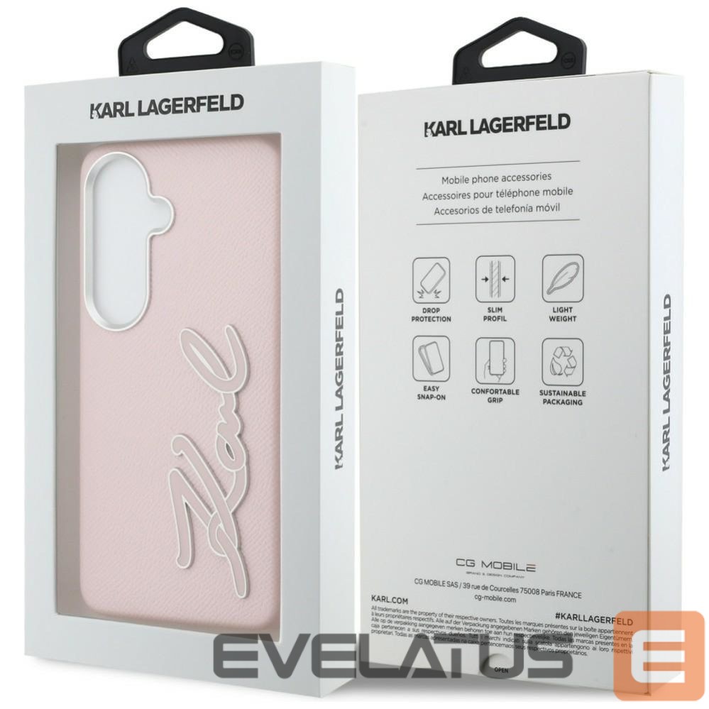Other goods Karl Lagerfeld Karl Lagerfeld Grained Signature Metal Resin Logo Case for Samsung Galaxy S26 - Pink