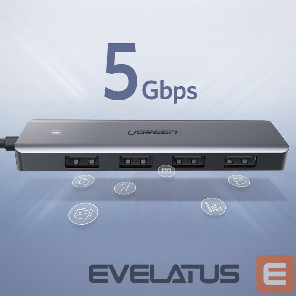 Kaabel Ugreen Ugreen USB HUB - 4x USB 3.2 Gen 1 with micro USB power port gray (CM219 50985)