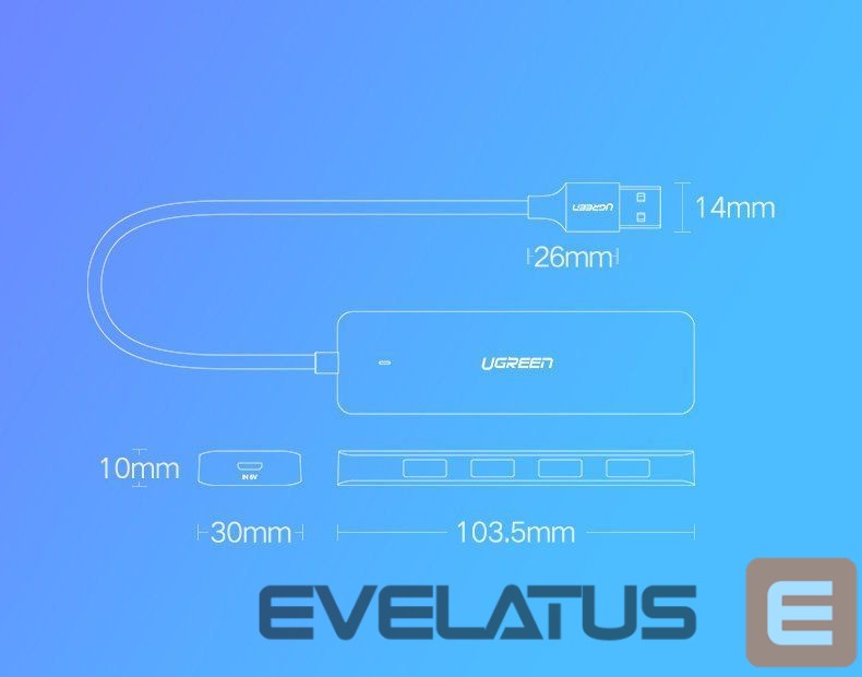Kaabel Ugreen Ugreen USB HUB - 4x USB 3.2 Gen 1 with micro USB power port gray (CM219 50985)