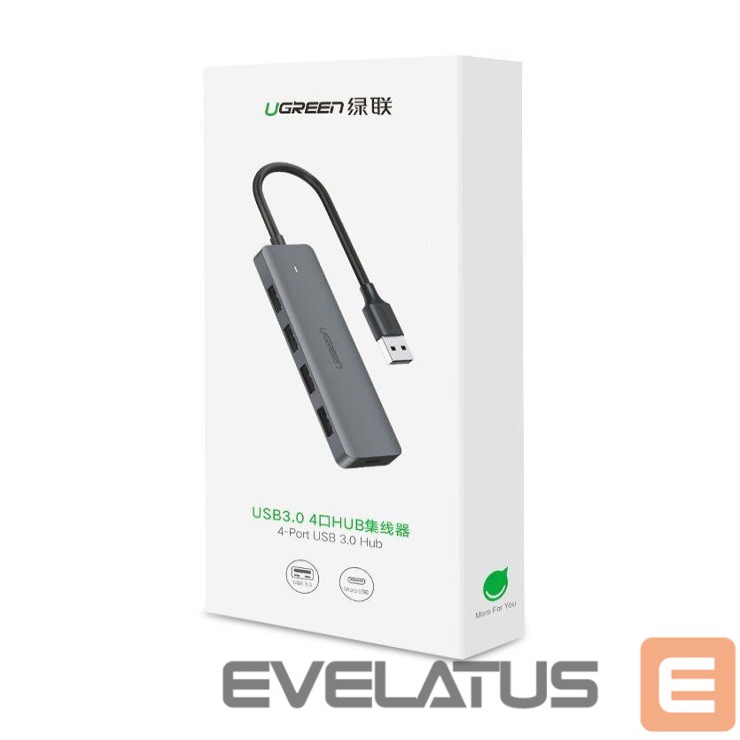 Kaabel Ugreen Ugreen USB HUB - 4x USB 3.2 Gen 1 with micro USB power port gray (CM219 50985)