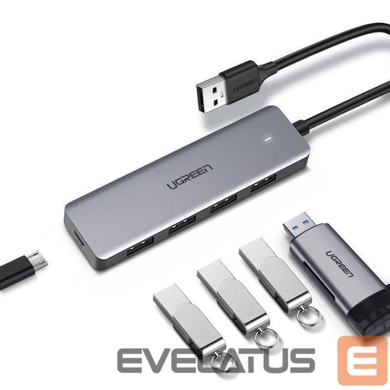 Kaabel Ugreen Ugreen USB HUB - 4x USB 3.2 Gen 1 with micro USB power port gray (CM219 50985)