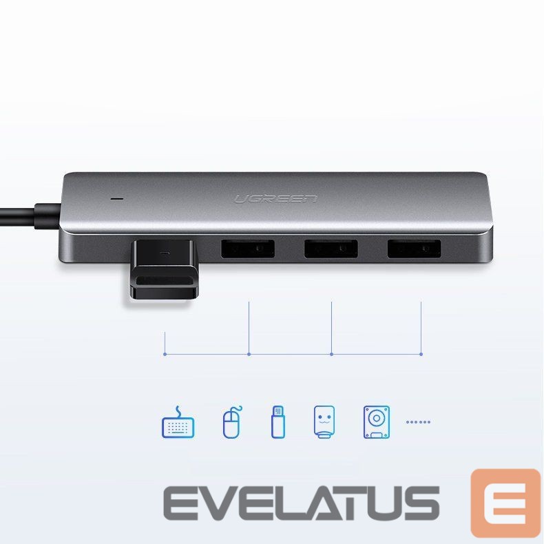 Kaabel Ugreen Ugreen USB HUB - 4x USB 3.2 Gen 1 with micro USB power port gray (CM219 50985)