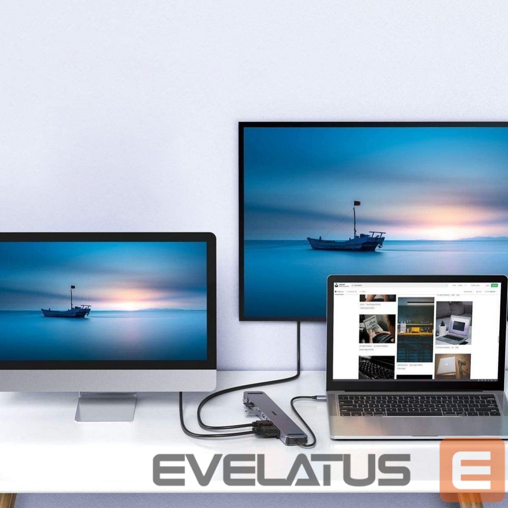 Cable Choetech Choetech docking station multifunctional adapter HUB USB Typ C 11in1 100W PD gray (HUB-M20)