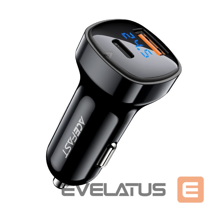 Adapter Acefast Acefast car charger 66W USB Type C / USB, PPS, Power Delivery, Quick Charge 4.0, AFC, FCP black (B4 black)
