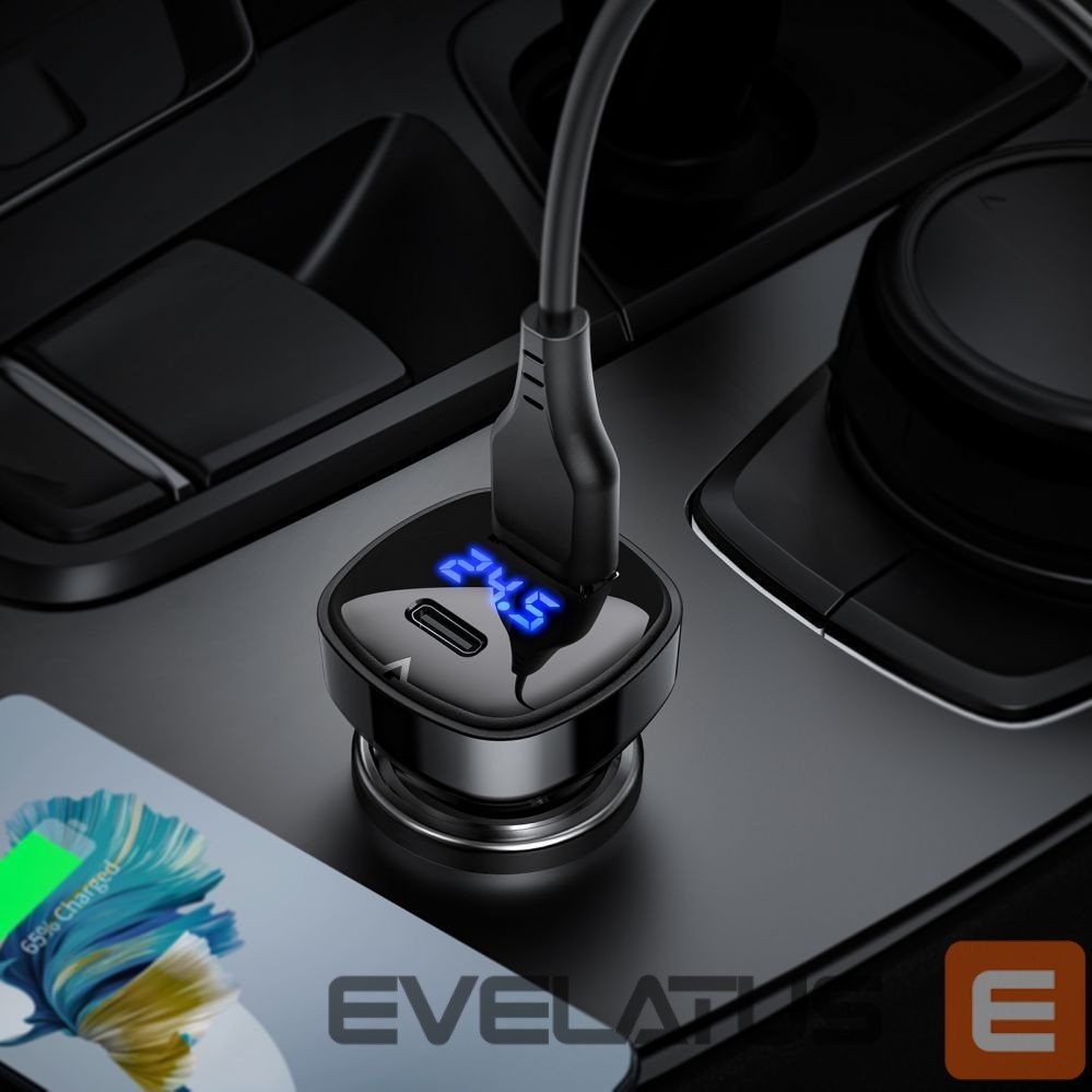 Adapter Acefast Acefast car charger 66W USB Type C / USB, PPS, Power Delivery, Quick Charge 4.0, AFC, FCP black (B4 black)