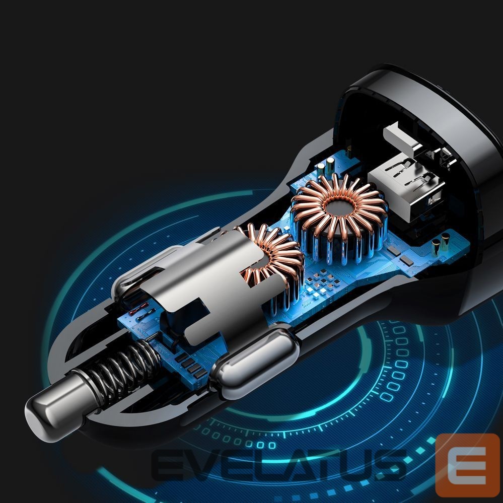 Adapter Acefast Acefast car charger 66W USB Type C / USB, PPS, Power Delivery, Quick Charge 4.0, AFC, FCP black (B4 black)