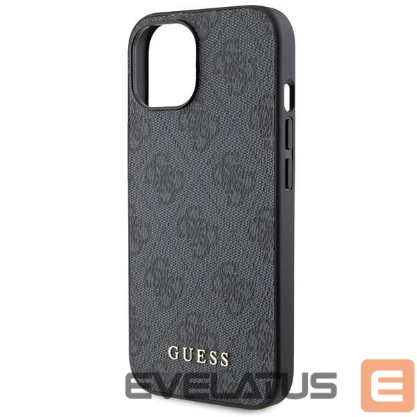 Back panel cover Guess Guess 4G Metal Gold Logo iPhone 15 Case - Gray