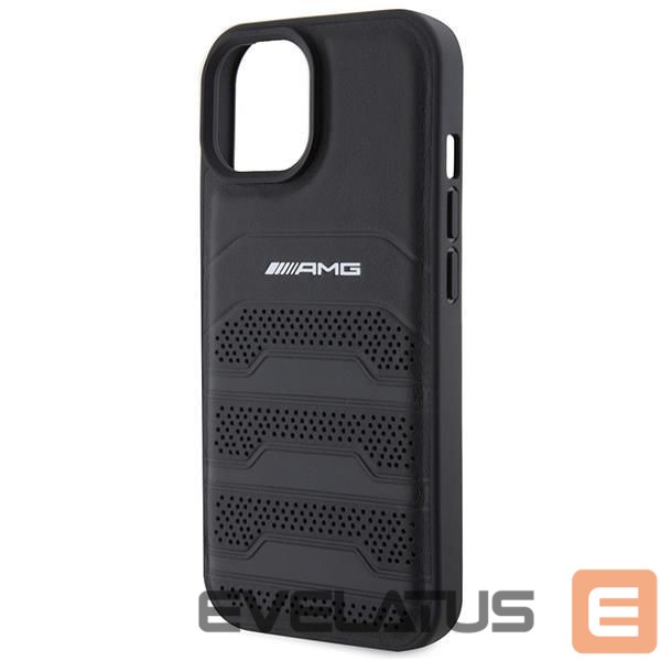 Back panel cover Mercedes-Benz AMG Leather Debossed Lines case for iPhone 15 - black