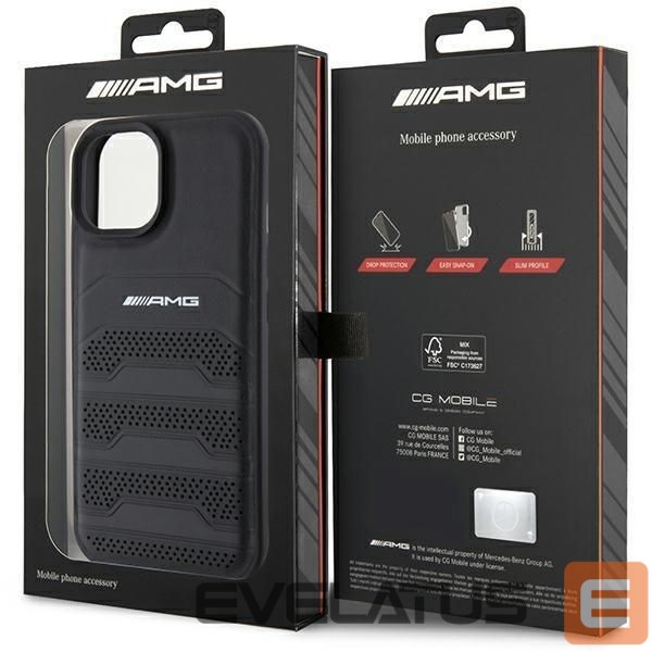 Back panel cover Mercedes-Benz AMG Leather Debossed Lines case for iPhone 15 - black