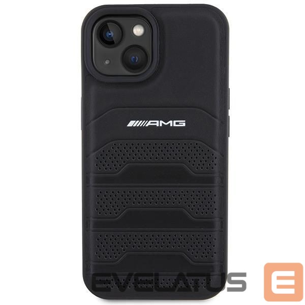 Back panel cover Mercedes-Benz AMG Leather Debossed Lines case for iPhone 15 - black