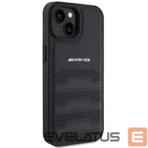 Back panel cover Mercedes-Benz AMG Leather Debossed Lines case for iPhone 15 - black