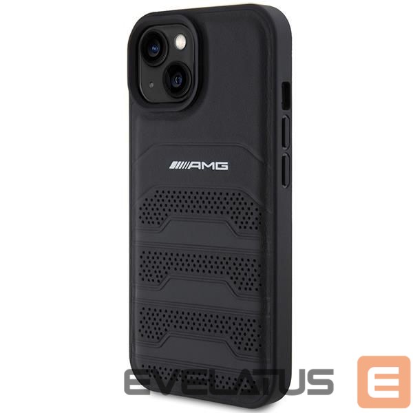 Back panel cover Mercedes-Benz AMG Leather Debossed Lines case for iPhone 15 - black