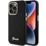Back panel cover Guess  Guess Silicone Script Metal Logo & Frame case for iPhone 15 Pro - black 