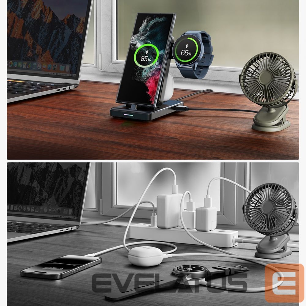 Adapter Joyroom Joyroom JR-WQS01 Samsung Galaxy USB-C 4in1 charging station foldable + USB-A - USB-C cable - black