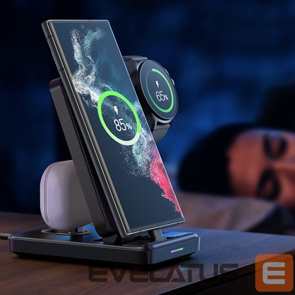 Adapter Joyroom Joyroom JR-WQS01 Samsung Galaxy USB-C 4in1 charging station foldable + USB-A - USB-C cable - black