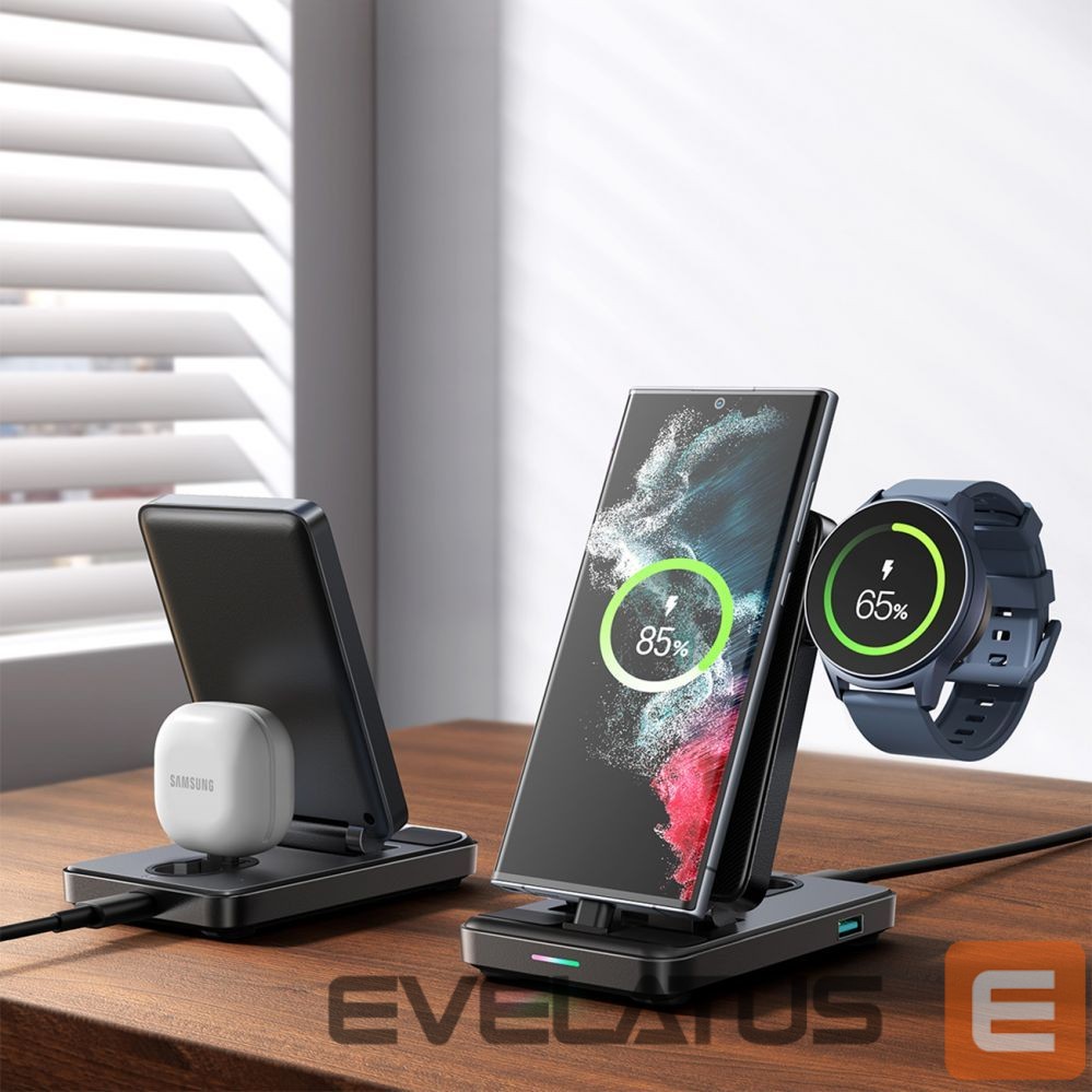 Adapter Joyroom Joyroom JR-WQS01 Samsung Galaxy USB-C 4in1 charging station foldable + USB-A - USB-C cable - black